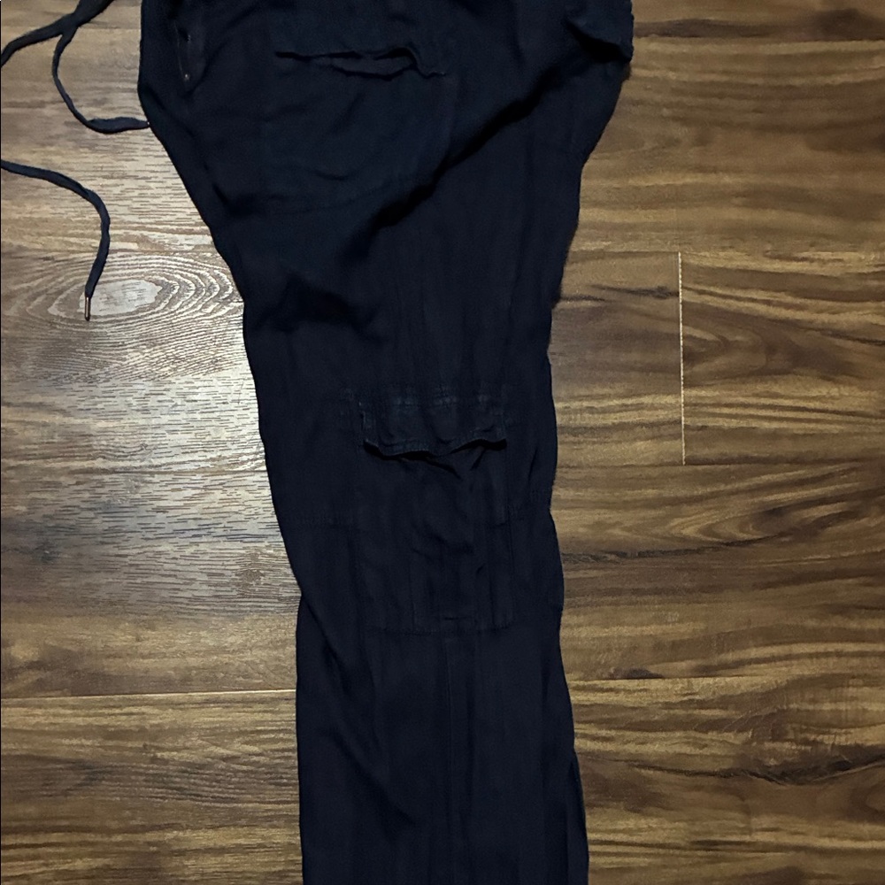 Navy Blue Drawstring Cargo Pants - Picture 5 of 8